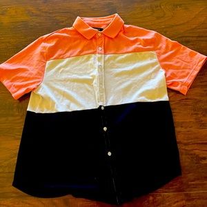 Pink white black polo ✨